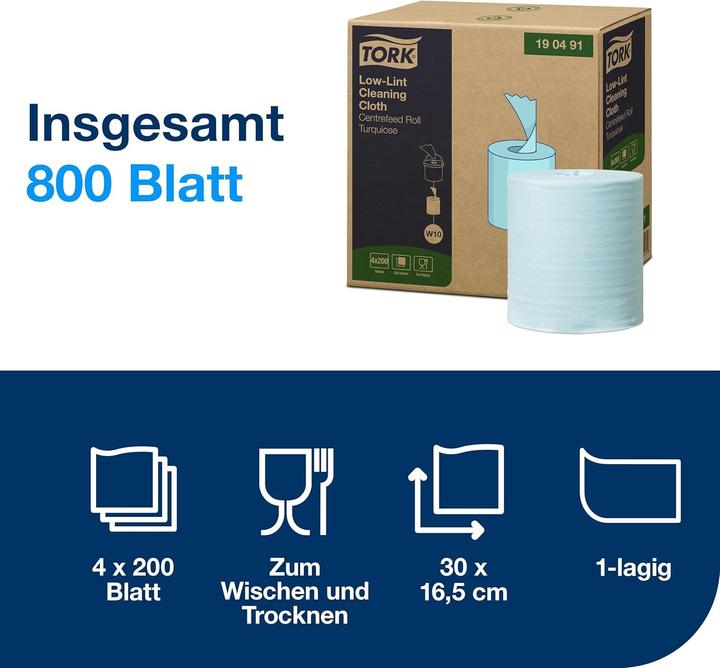 Immagine prodotto Tork Panni per la pulizia a basso contenuto di pelucchi in secchiello W10 a 1 velo 190491 Quantità: 800 (800 pz.)