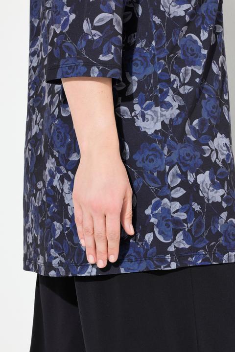 Produktbild Ulla Popken Longshirt, A-Linie, Allovermuster, V-Ausschnitt (58)