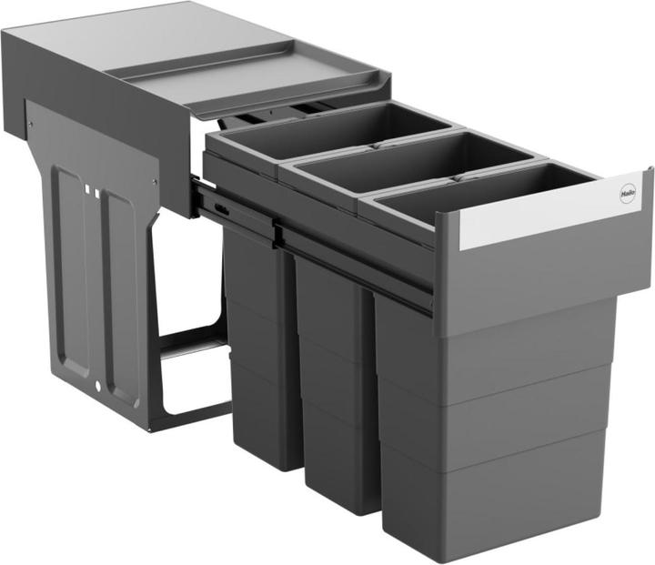 Hailo Abfallsammler 3666921 Terzett 3x8 Liter Abfalltrennsystem Einbau-Mülleimer für Unterschränke a (24 l)