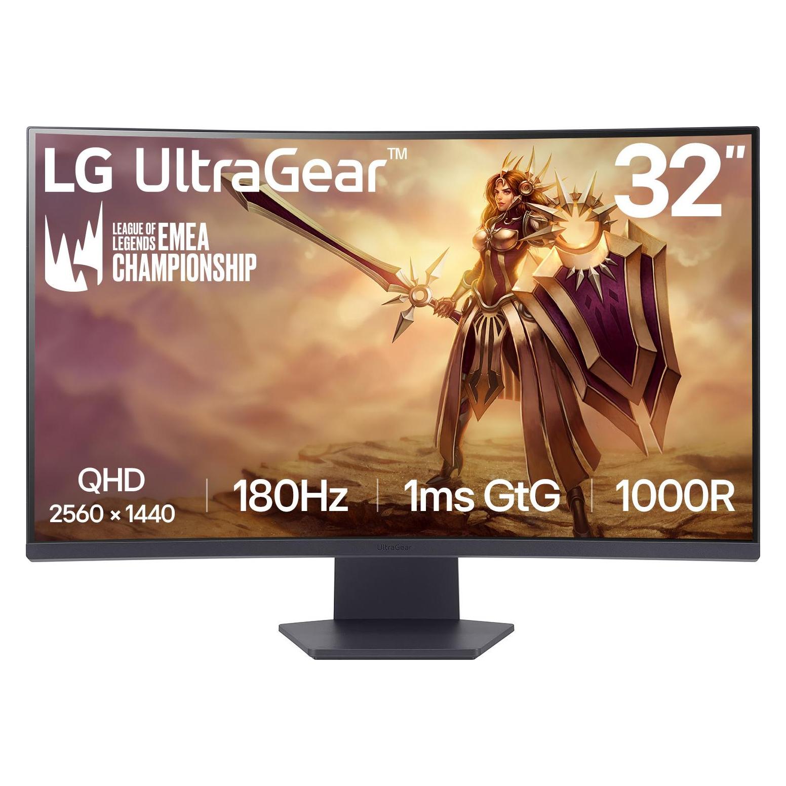 LG UltraGear 32GS60QC-B (2560 x 1440 Pixel, 31.50"), Monitor, Schwarz