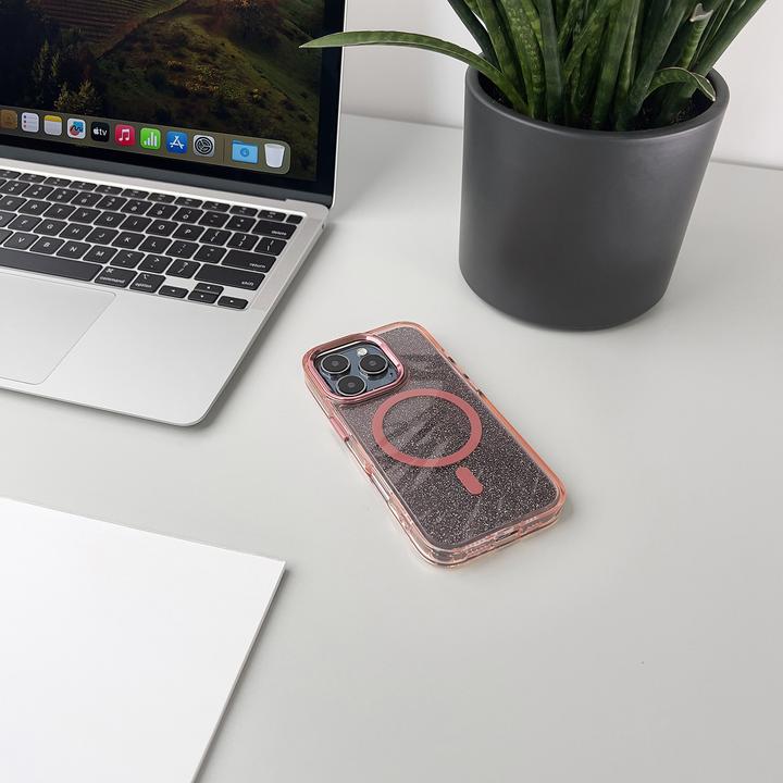 Actual product image Wozinsky Glitter Case with Mag Safe for Samsung Galaxy S24 FE - Pink with Glitter (Samsung Galaxy S24 FE)