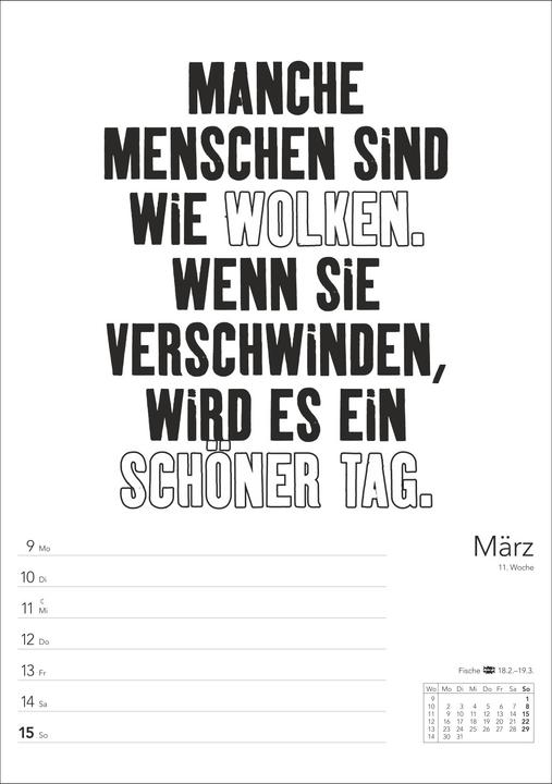 Nährwerte und Zutaten Harenberg Typo-Sprüche-Kalender s/w Wochenplaner 2026 - mit 53 witzigen Sprüchen (25 x 35.5 cm)