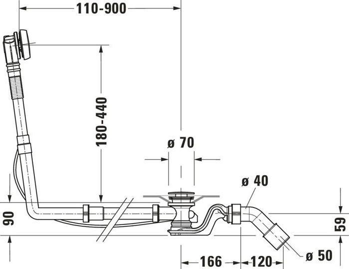 Produktbild Duravit Ab-/Überlaufgarnitur QUADROVAL chrom (Überlaufgarnitur, 1 1/2“)