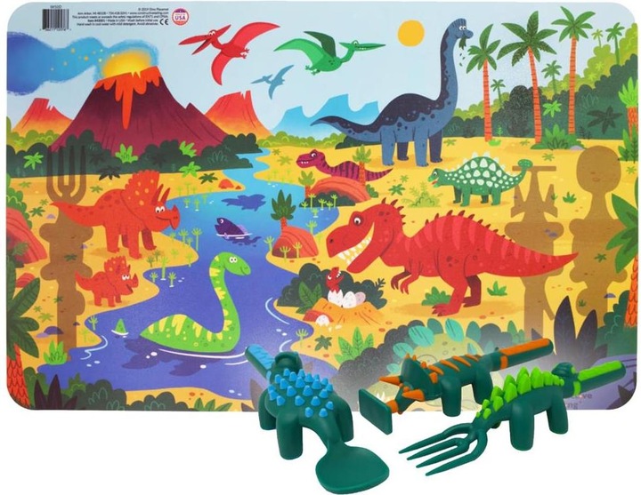 Actual product image Constructive Eating Dinosaur placemat & cutlery set