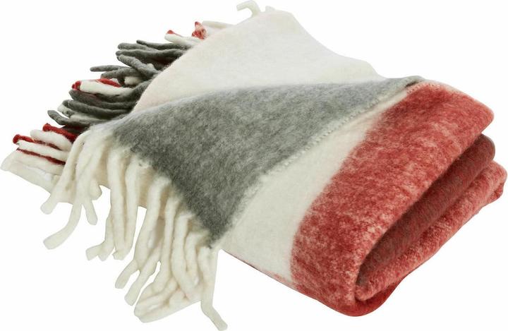 Image du produit Loberon Plaid McGreg rouge/blanc/gris (170 x 130 cm)