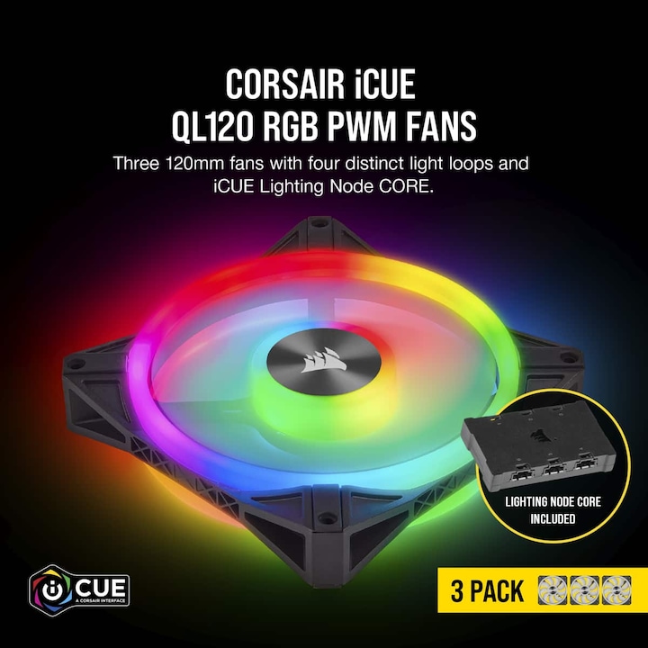 Actual product image Corsair iCUE QL120 RGB (120 mm, 3 x)