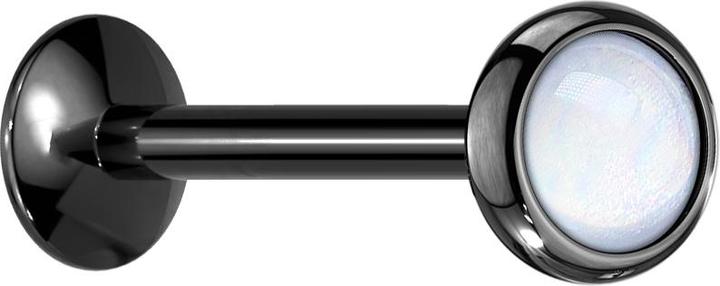 Actual product image Star Piercing Micro UFO Labret internal thread black with epoxy stone white (without brass, Surgical steel 316L)