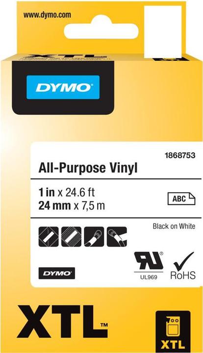 Energie-Label Dymo XTL Schriftband, Vinyl (2.40 cm, Schwarz)