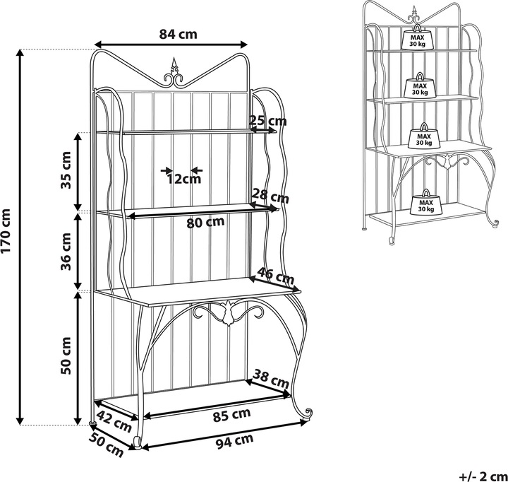Actual product image Beliani Garden Shelf beige metal 4 shelves foldable PAVONA