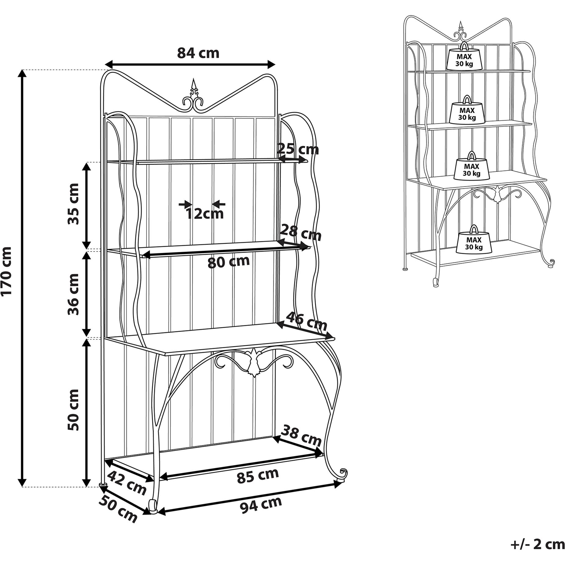 Thumbnail - Beliani, Pflanzenständer + Blumentreppe, Gartenregal beige Metall 4 Ablageflächen klappbar PAVONA