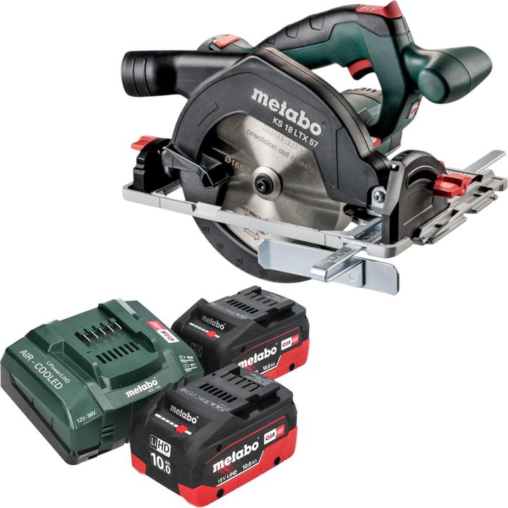 Metabo KS 18 LTX 57 Akku Handkreissäge 18 V 165 mm + 2x LiHD Akku 10,0 Ah + Ladegerät