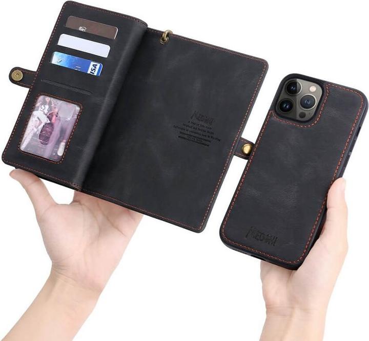 Produktbild Megshi iPhone 15 Pro Max - 2-1 Brieftaschen Hülle schwarz (Apple iPhone 15 Pro Max)