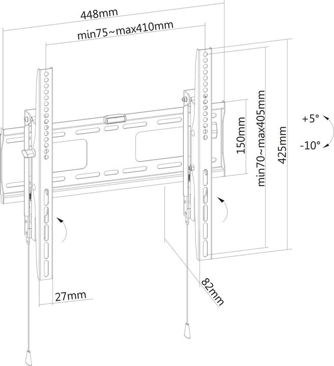 Actual product image PureMounts Wall Mount PM-BTL400, Black (Wall, 55", 50 kg)