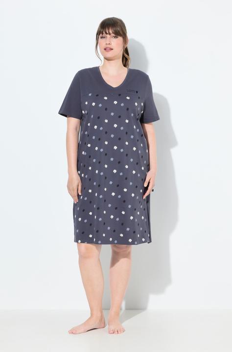 Produktbild Ulla Popken Bigshirt, Blüten, Stickerei, V-Ausschnitt, Halbarm (50, 52)