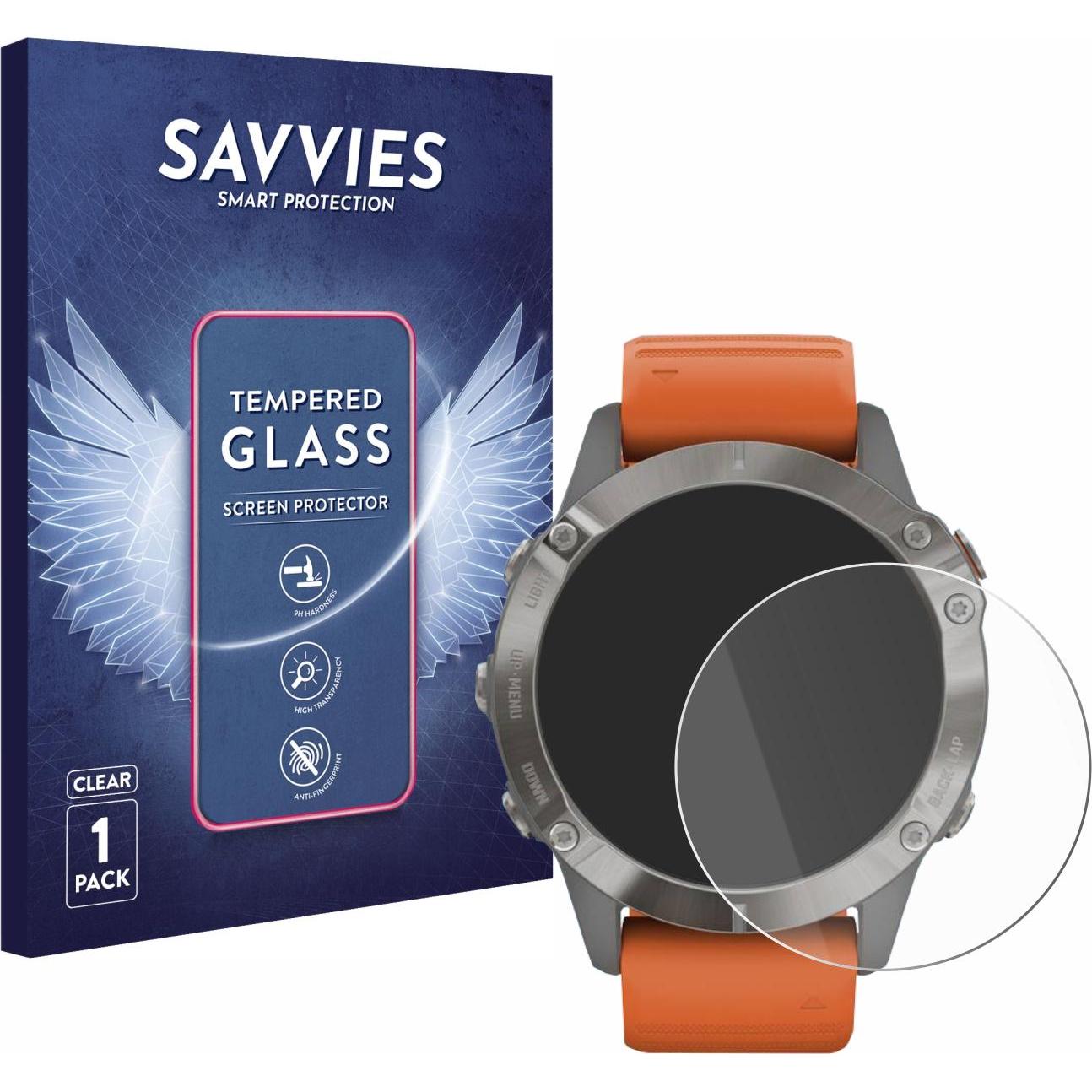 Savvies Panzerglas Hartglas Displayschutz, Smartwatch Schutzfolie, Transparent