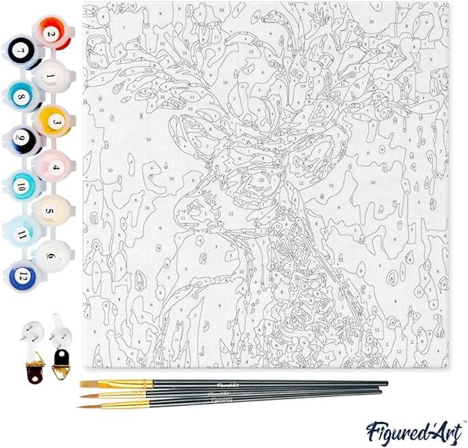 Image du produit Figured'Art Mini Peinture par Numéros avec Cadre - Cerf colorés