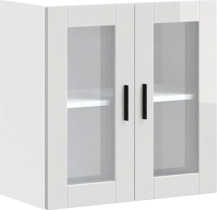Image du produit VidaXL Armoire suspendue de cuisine avec porte en verre Porto blanc brillant Armoire murale de cuisine (60 x 31 x 60 cm)