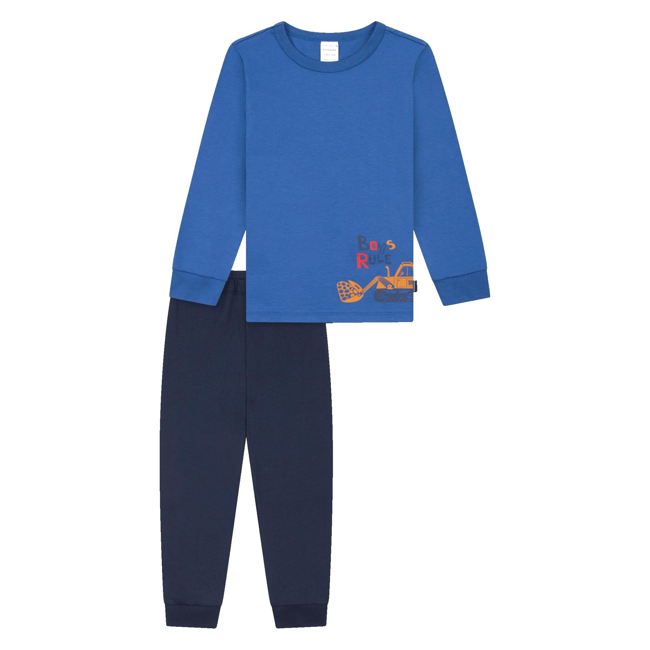 Schiesser, Jungen, Pyjamas, Pyjama Boys World, Blau, (140)