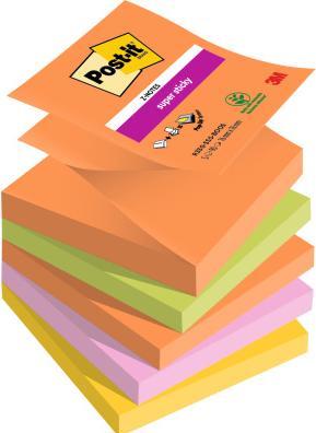 Actual product image Post-it Sticky notes Z-Notes SuperSticky 76x76mm 90 sheets neon orange/fuchsia/ mediterranean blue (76 x 76 mm)