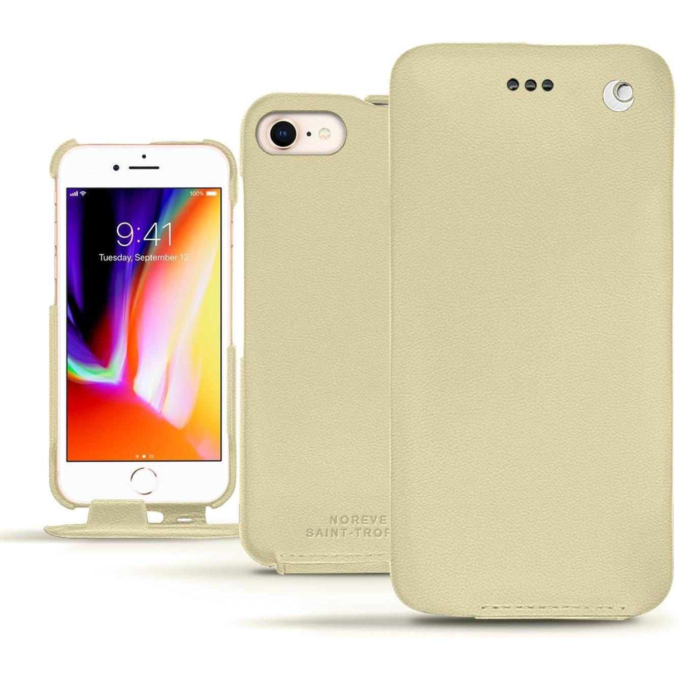 Noreve Lederschutzhülle vertikal (Apple iPhone 8), Smartphone Hülle, Beige
