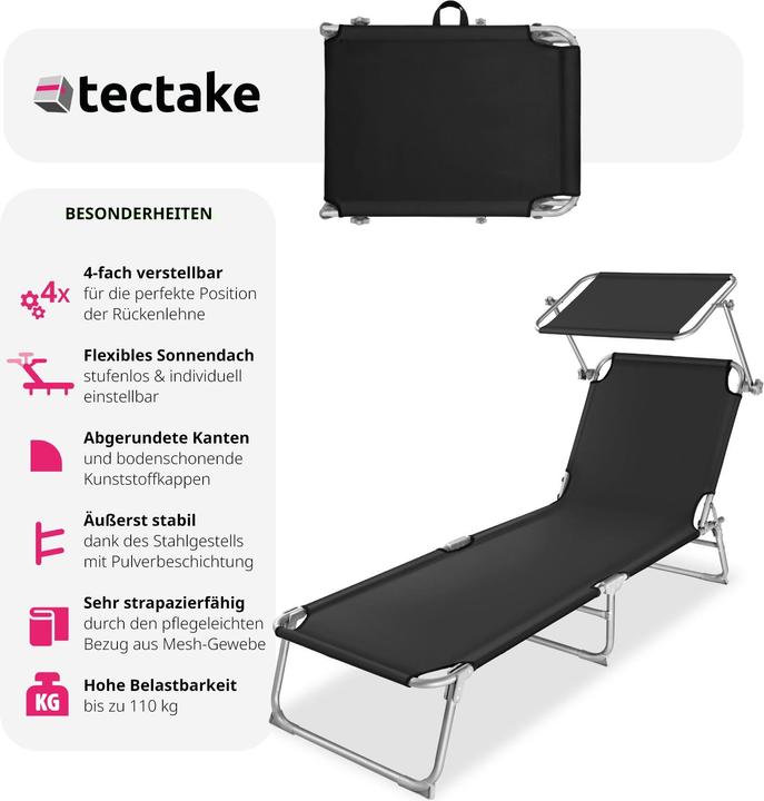 Produktbild tectake Gartenliege (190 cm)