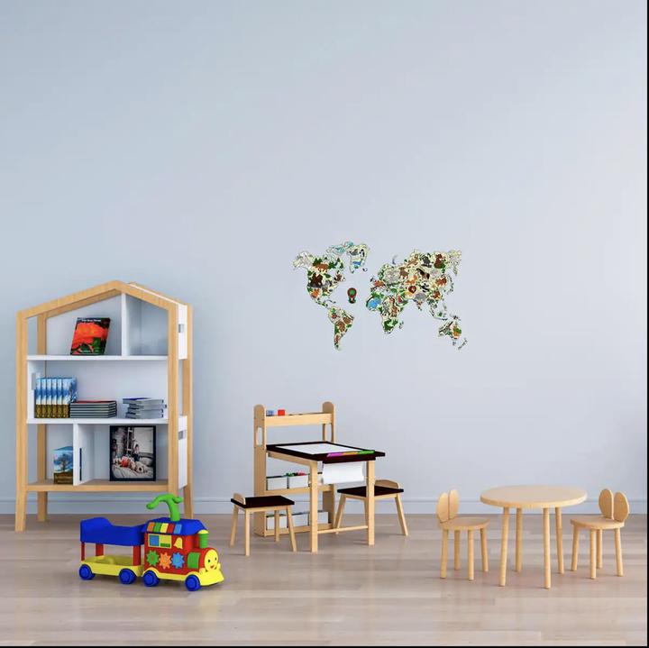 Productafbeelding WoodenCity Wereldkaart van dieren (29 onderdelen)