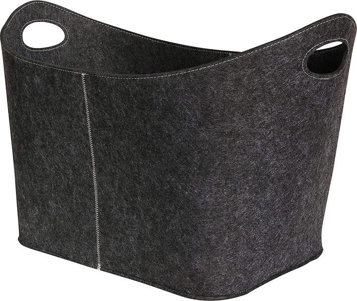 Viirkuja XXL Wood Basket, Dark Grey (45 x 32 x 40 cm)