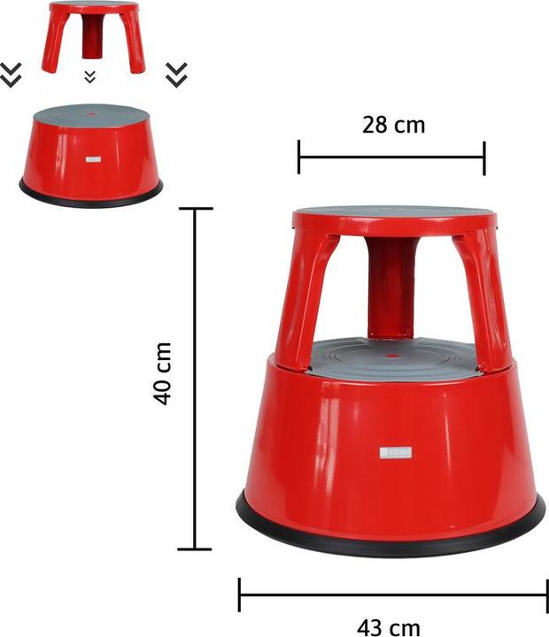 Actual product image Dönges Roller stool, metal, red