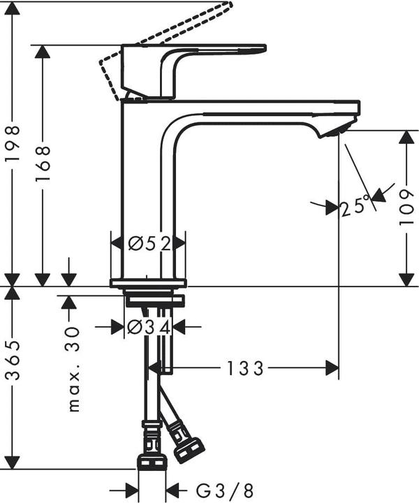 Produktbild hansgrohe HG Einhebel-Waschtischmischer Rebris S 110 CoolStart, ohne Ablaufgarnitur chrom