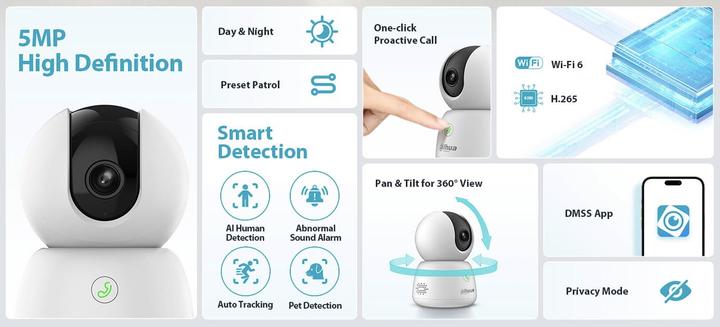 Actual product image Dahua H5B WiFi Netzwerkkamera + 64GB Micro-SD (2880 x 1620 Pixels)