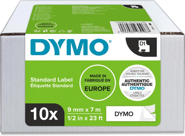 Produktbild Dymo 1x10 D1 Schriftband 9mmx7m auf (0.90 cm, Weiss)