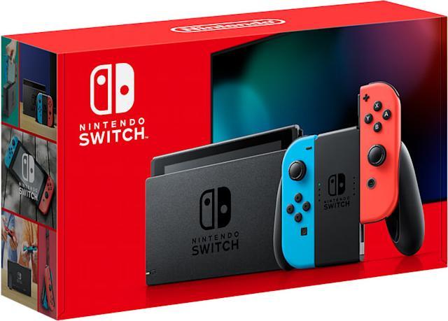 Actual product image Nintendo Switch Console - Neon Red/Neon Blue (UK) (Switch)