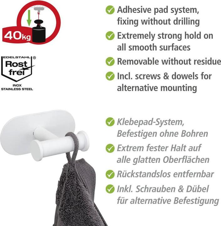 Actual product image Wenko Turbo-Loc Wall Hook Duo Orea