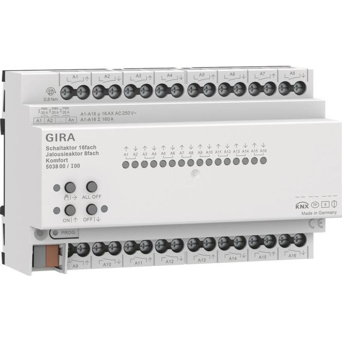 Gira, Aktor, 503800 16f/8f 16 A REG Kmf KNX Secure Schalt-/Jalousieaktor (Rolladenaktor)