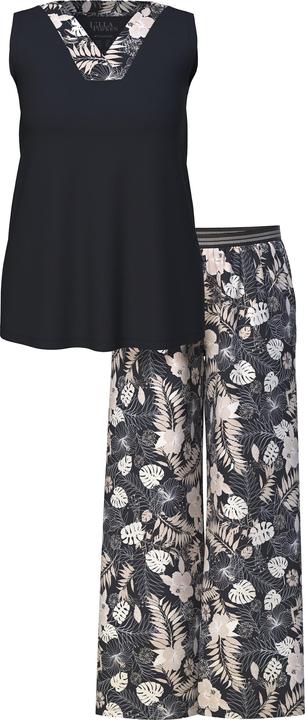 Produktbild Ulla Popken Pyjama, Blätter, V-Ausschnitt, ärmellos, Taschen (46, 48)