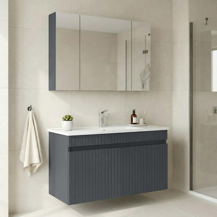 Produktbild Homitis Tivoli 100 Bathroom Cabinet With Sink & Mirror Set (2 Pieces)