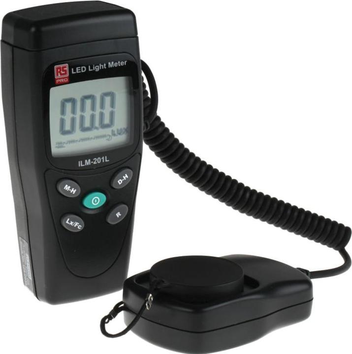 1x 9 V battery, ±3 % (white luminous), 1x 1.5 m cable length, Lux meter with photodiode