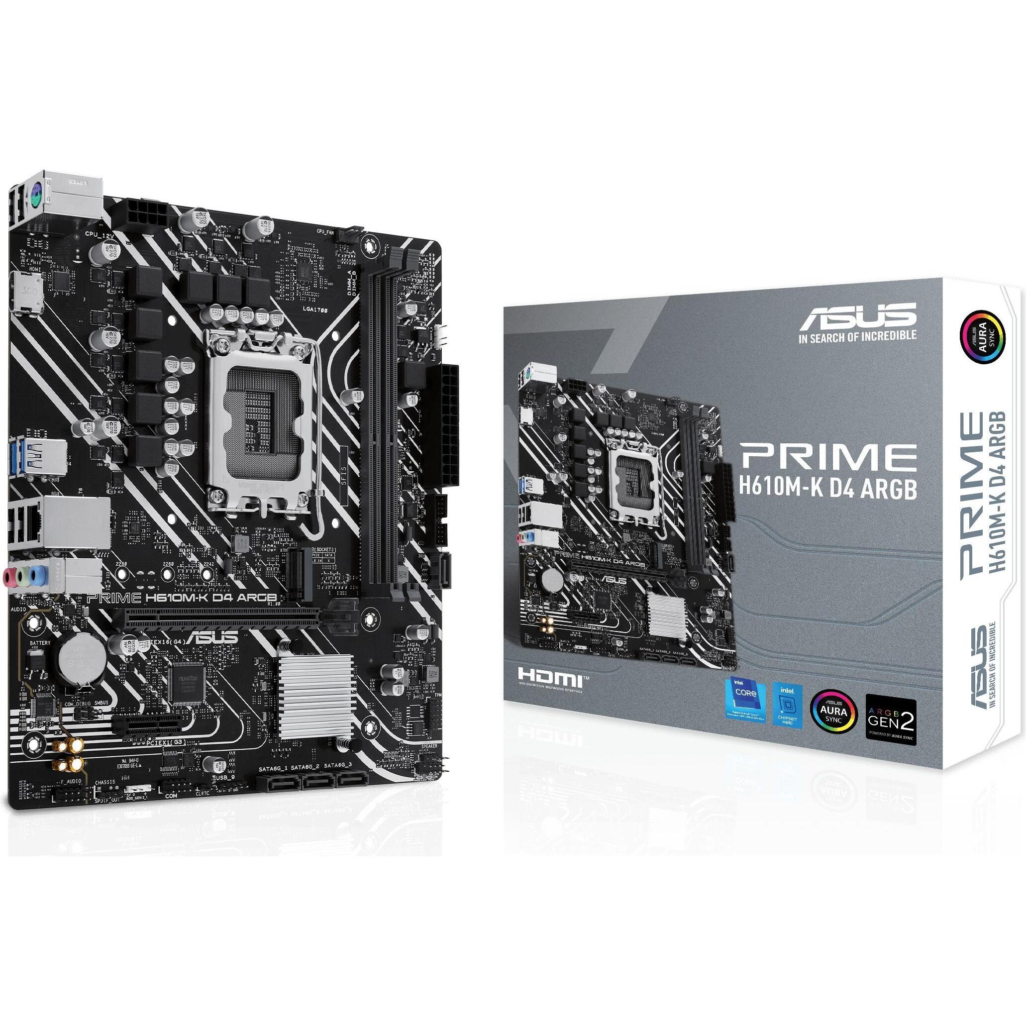 ASUS PRIME H610M-K D4 ARGB (LGA 1700, Intel H610, mATX), Mainboard