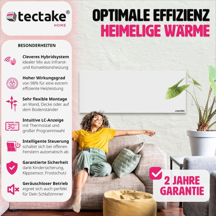 Produktbild tectake Hybrid Infrarotheizung mit Thermostat und Überhitzungsschutz (550 W)