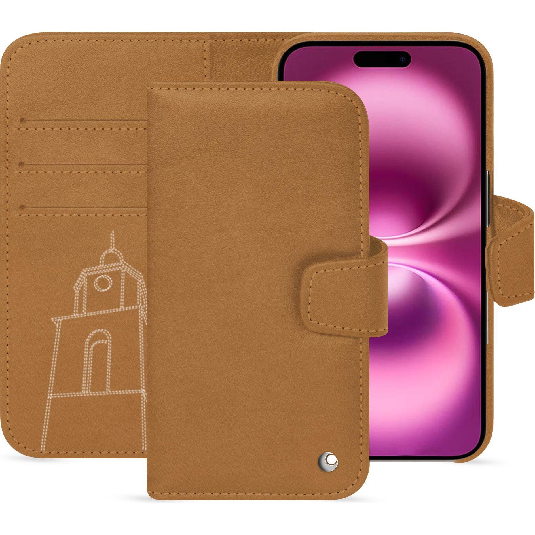 Noreve Lederschutzhülle Apple iPhone 16 Plus (Apple iPhone 16 Plus), Smartphone Hülle, Braun