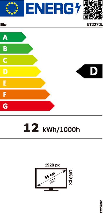 Label énergétique ēlo ET2270L-2UWA-0-BL-G 22IN LCD (1920 x 1080 pixels, 22")