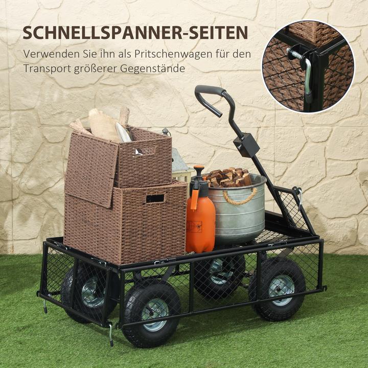 Produktbild Outsunny Gartenwagen Stahl, Oxfordstoff Schwarz