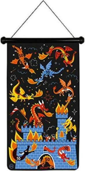 Produktbild Janod J02084 Magnetisches Dartspiel zum Thema Drachen und Ritter Vorderseite/Rückseite Geschicklichkeitssp