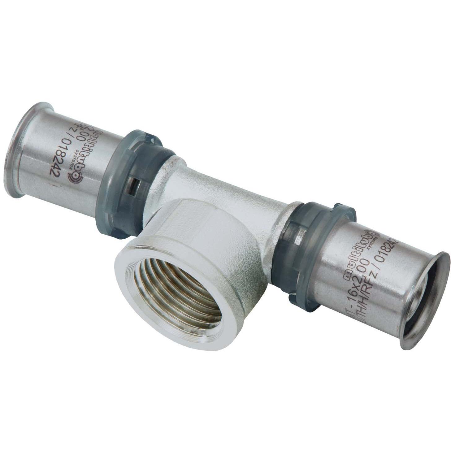 Thumbnail - Magni, Rohrverbindungstechnik, MULTITUBO G2 Metall-Press-T-Stück IG 25 x 1/2 IG x 25, Messing verzinnt (Pressverbindung)