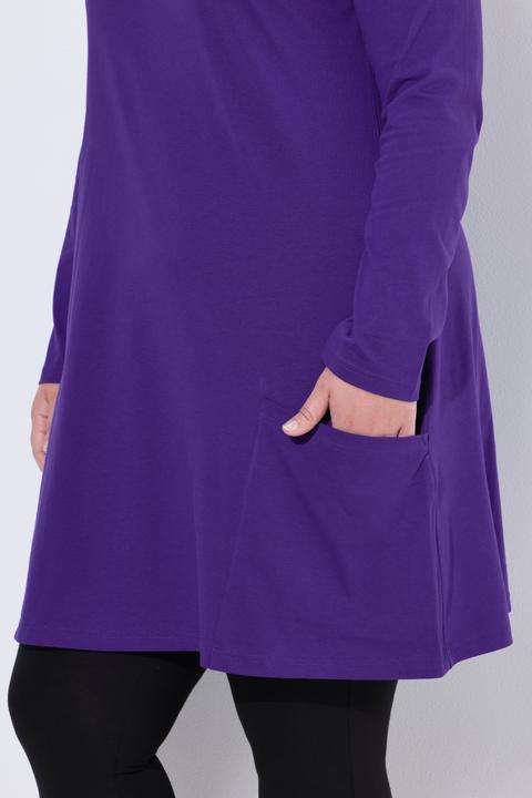 Immagine prodotto Ulla Popken Maglia dal taglio lungo e svasato con tasche, scollo a V e maniche lunghe (46, 48)