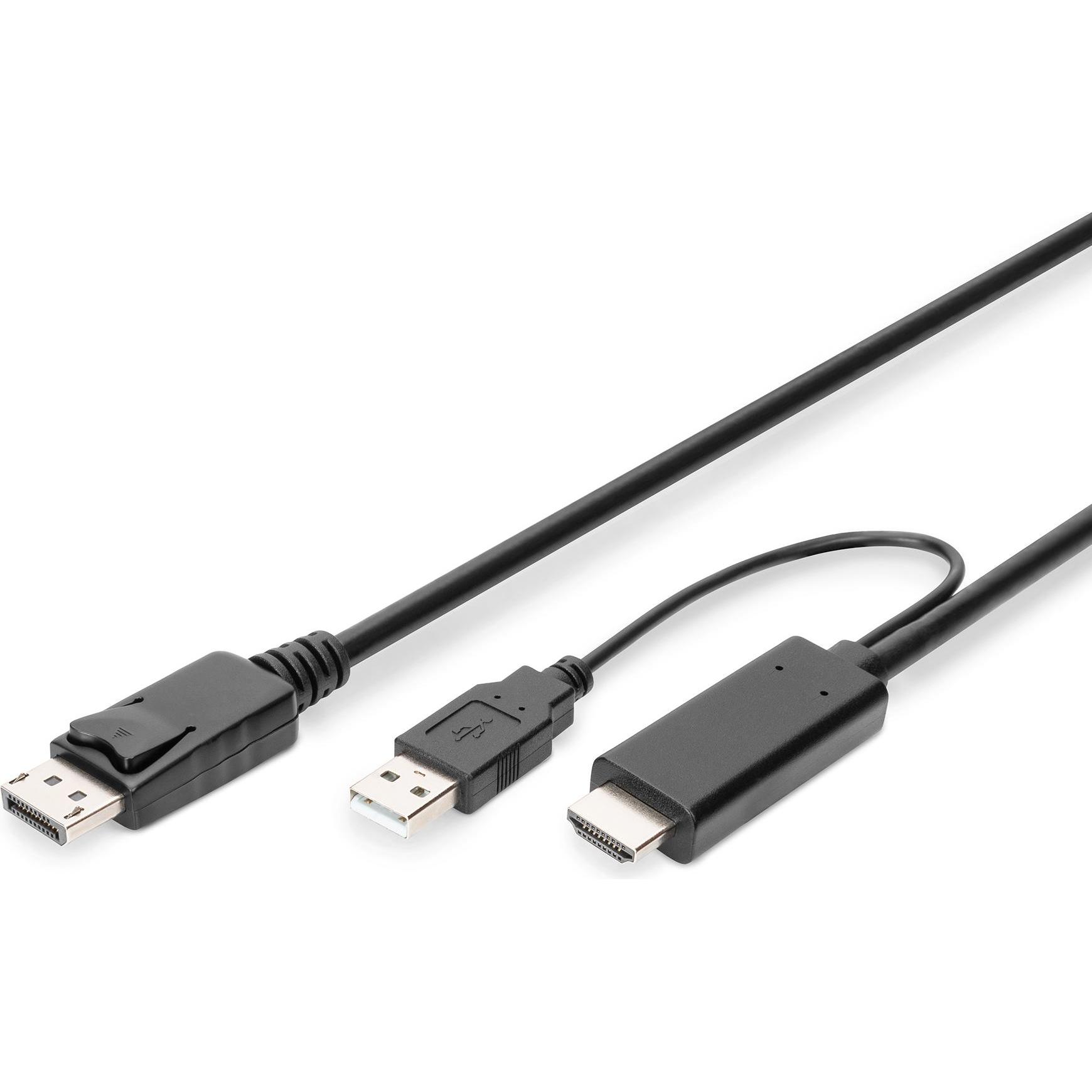 Digitus 4K HDMI Adapterkabel - HDMI auf DisplayPort (2 m, HDMI), Video Kabel