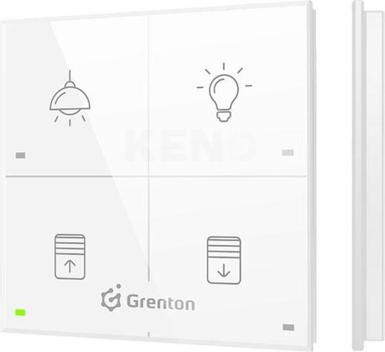 Grenton Touch Panel/ 4 Touch Fields/ Tf-Bus/ White Glass Front