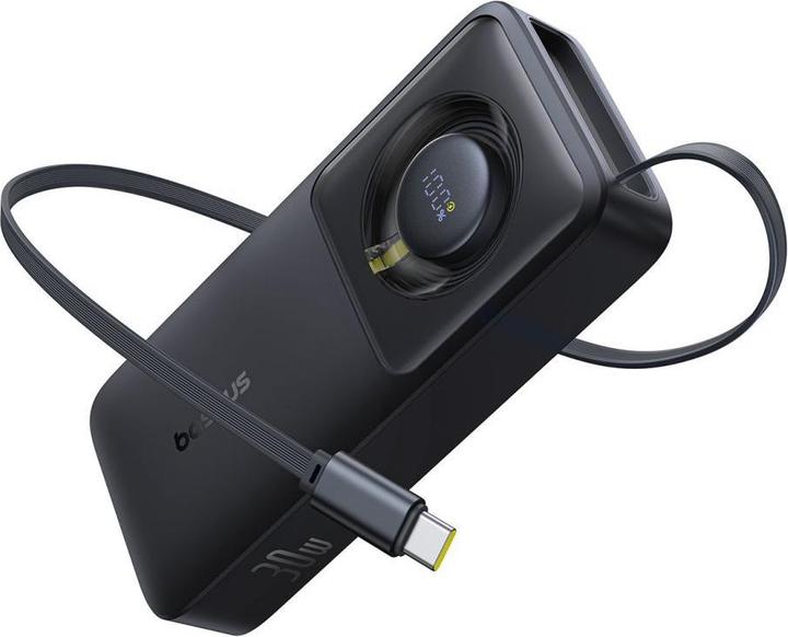 Produktbild Baseus Free2Pull 10000mAh 30W powerbank with USB-C port and retractable USB-C cable - black (10000 mAh, 30 W, 37 Wh)
