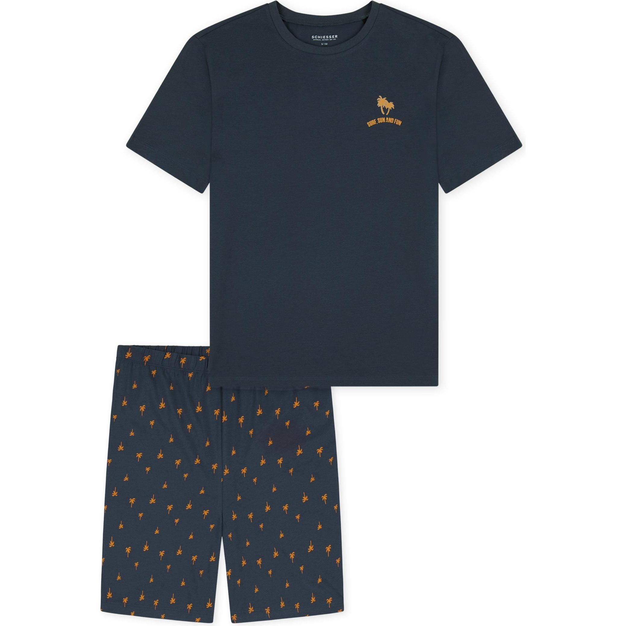 Schiesser, Jungen, Pyjama, Pyjama Organic Cotton, Grau, (176)