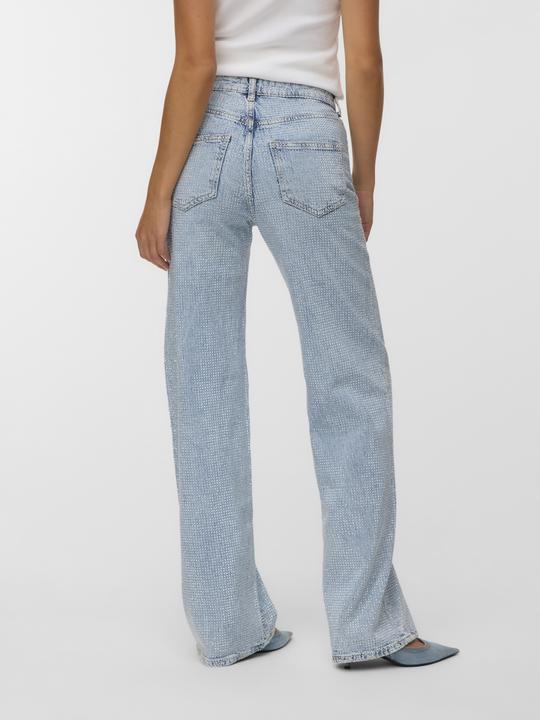 Actual product image Vero Moda VMTESSA Rhinestone Hohe Taille Weiter Beinschnitt Jeans Weit geschnitten (W27/L32)